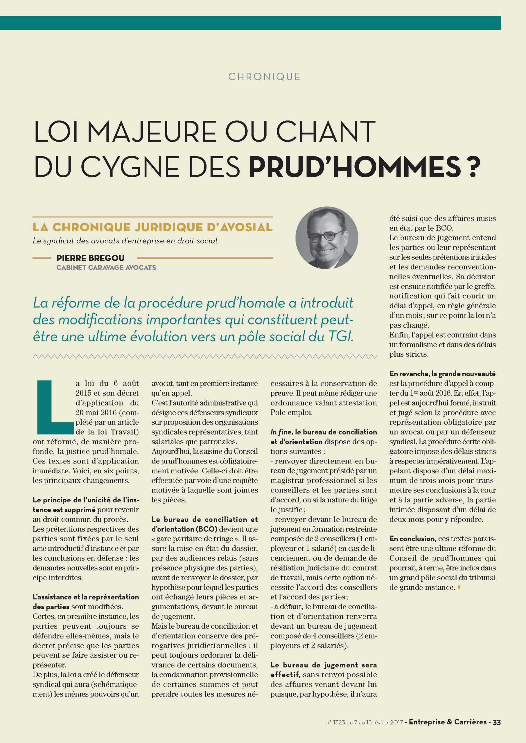 Loi majeure ou chant du cygne des prud’hommes, par Pierre Brégou