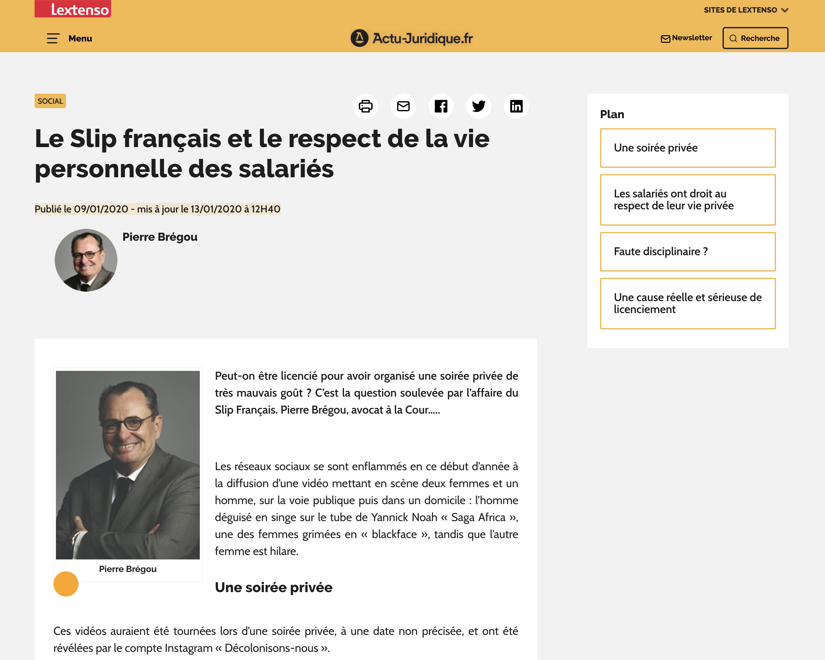 Le Slip francais et le respect de la vie personnelle des salaries Caravage Avocats